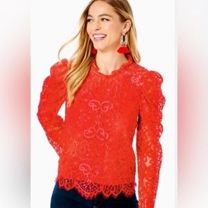 Lilly Pulitzer Red Lace Top